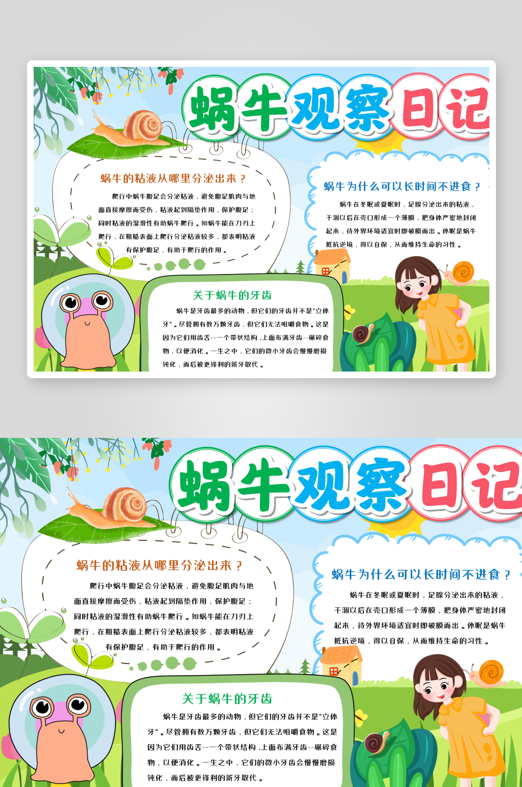蜗牛成长日记可爱的蜗牛手抄报小报素材