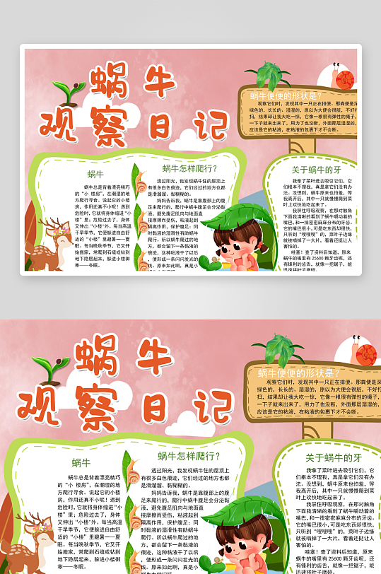 蜗牛成长日记可爱的蜗牛手抄报小报