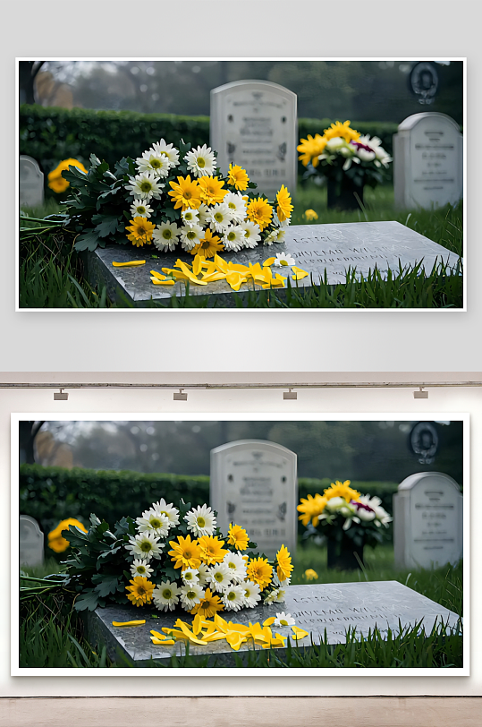 清明节扫墓祭祖鲜花菊花墓碑纪念-众图网