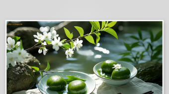 清明节谷雨节气茶杯青团美食静物特写-众图网