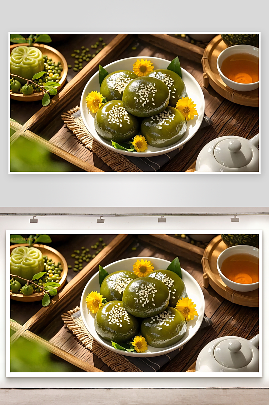 清明节青团传统美食小吃静物特写-众图网
