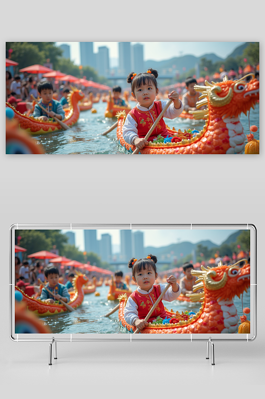 數(shù)字藝術(shù)端午節(jié)賽龍舟場景