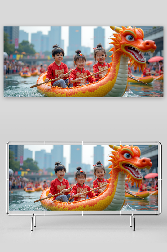 數(shù)字藝術(shù)端午節(jié)賽龍舟場景