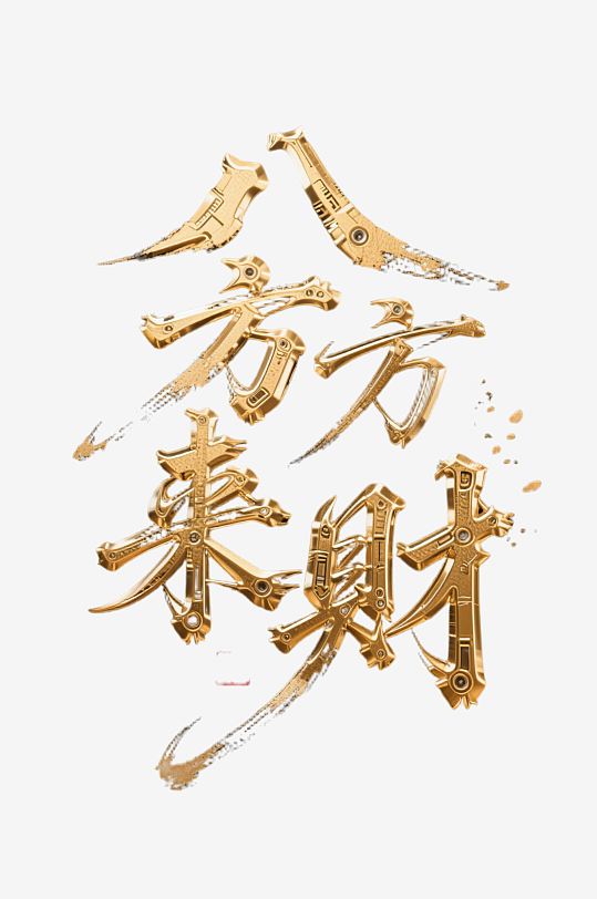 八方来财创意金色字体书法字体-众图网