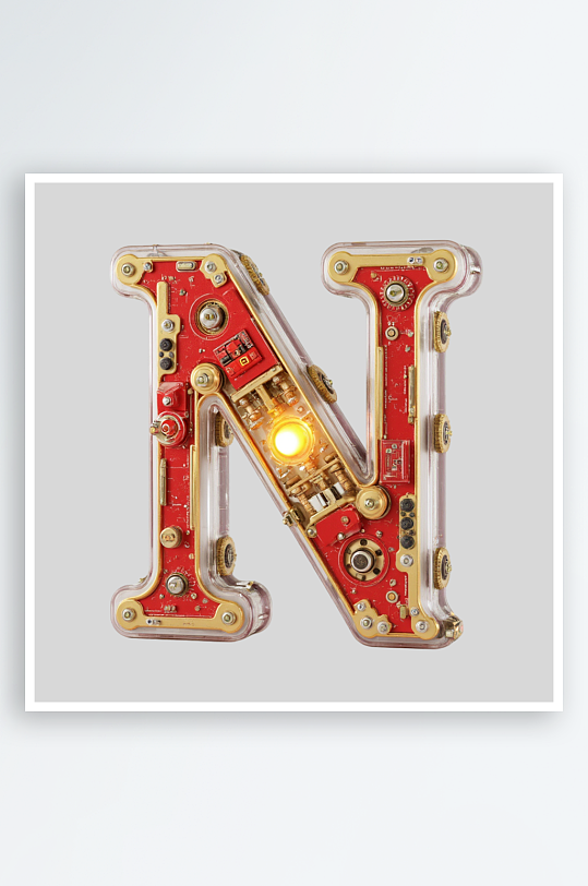 红金机甲风英文字符红金大气