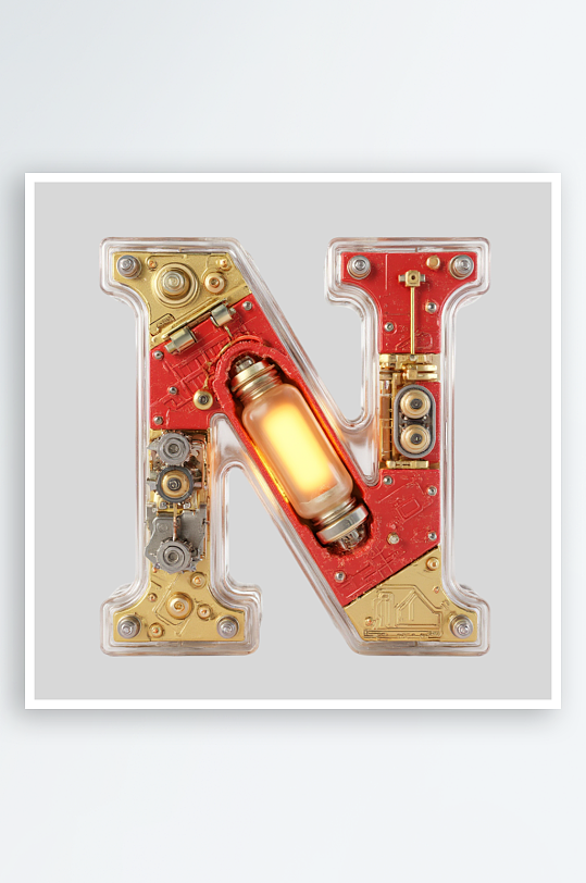 红金机甲风英文字符红金大气