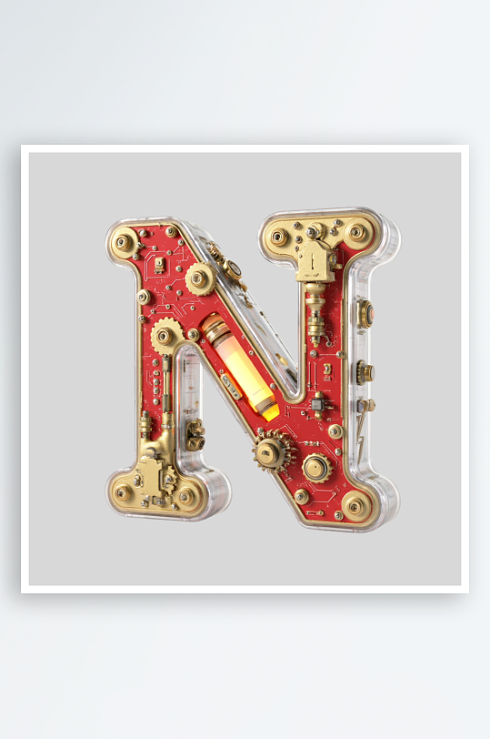 红金机甲风英文字符红金大气