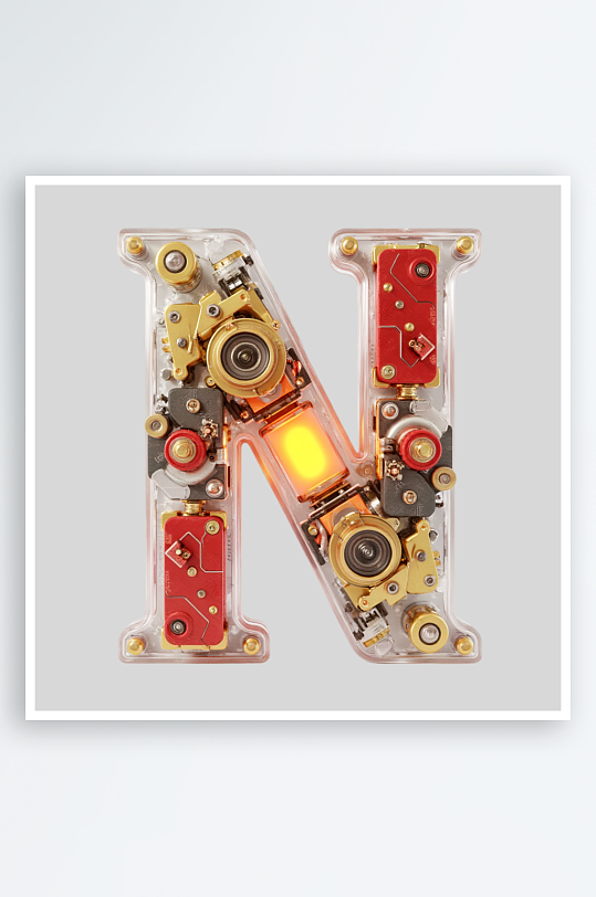 红金机甲风英文字符红金大气