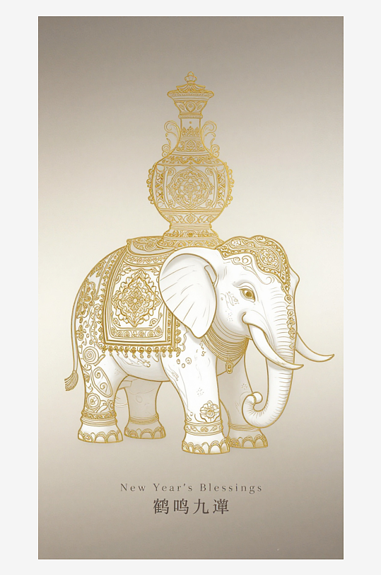 祥瑞国风白象大象敦煌背景-众图网