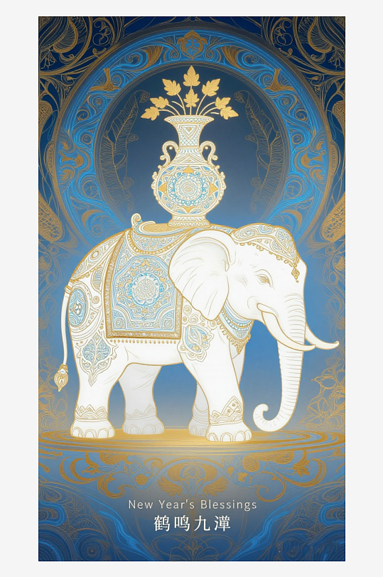 祥瑞国风白象大象敦煌背景-众图网