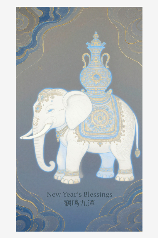 祥瑞国风白象大象敦煌背景敦煌飞天-众图网