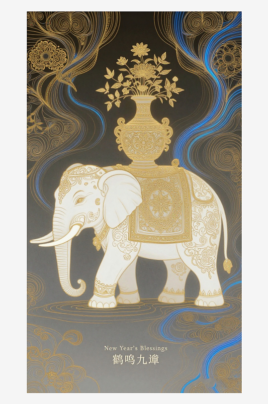 祥瑞国风白象大象敦煌背景敦煌飞天-众图网