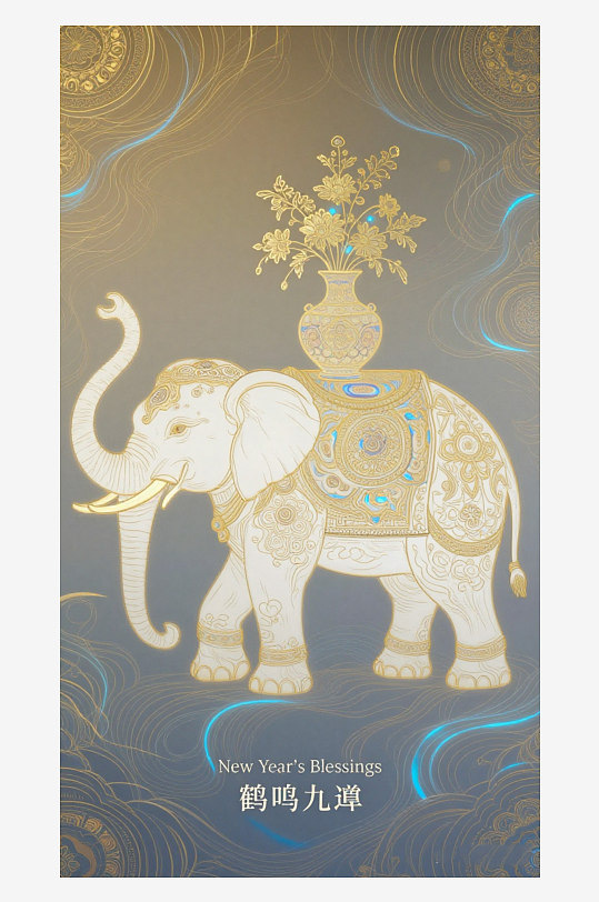 祥瑞国风白象大象敦煌背景敦煌飞天-众图网