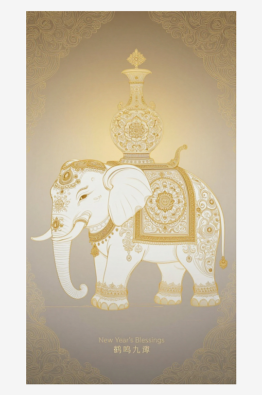 祥瑞国风白象大象敦煌背景敦煌飞天-众图网