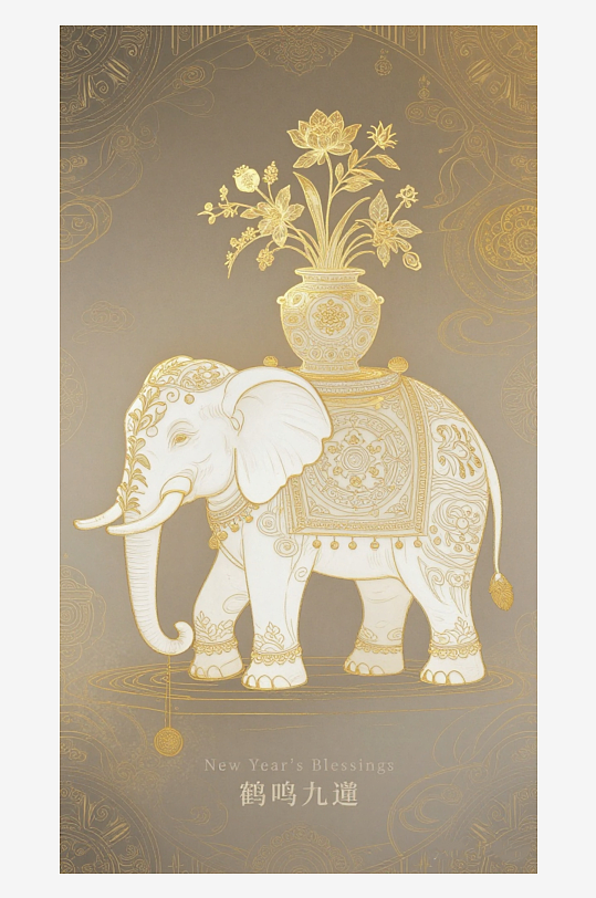 祥瑞国风白象大象敦煌背景敦煌飞天-众图网