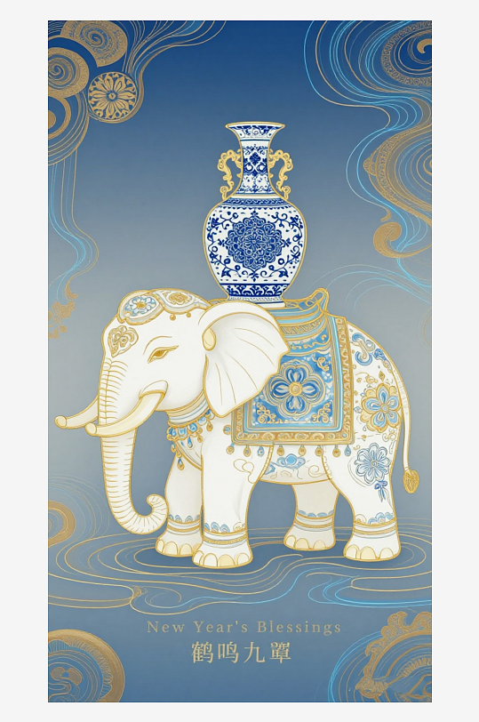 祥瑞国风白象大象敦煌背景敦煌飞天-众图网