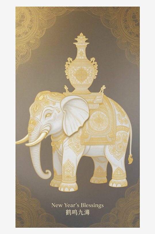 祥瑞国风白象大象敦煌背景敦煌飞天-众图网