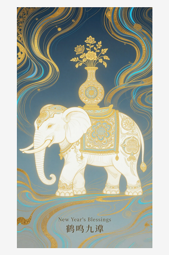 祥瑞国风白象大象敦煌背景敦煌飞天-众图网