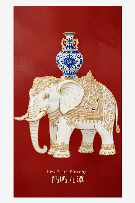 祥瑞国风白象大象敦煌背景敦煌飞天-众图网