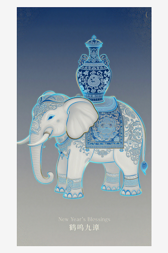 祥瑞国风白象大象敦煌背景-众图网
