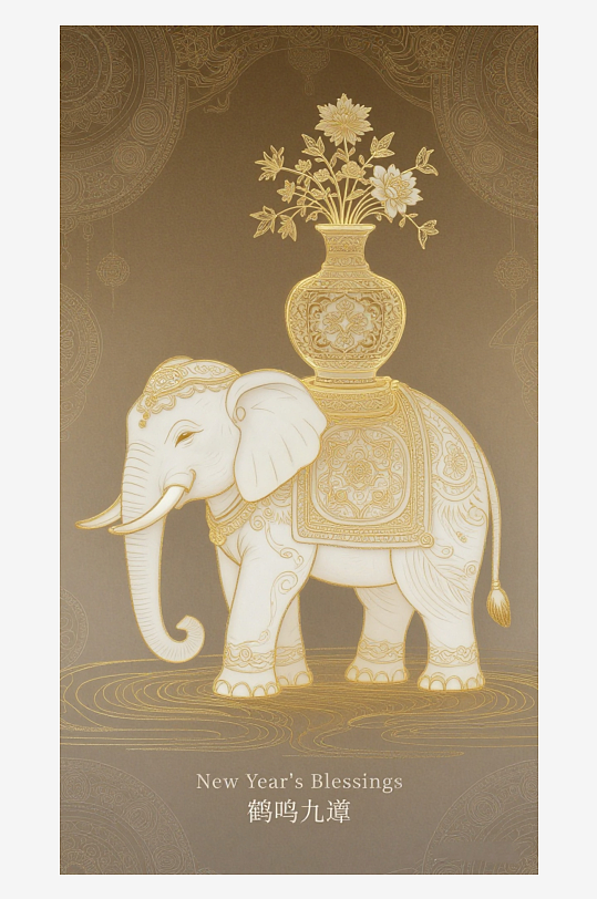 祥瑞国风白象大象敦煌背景-众图网