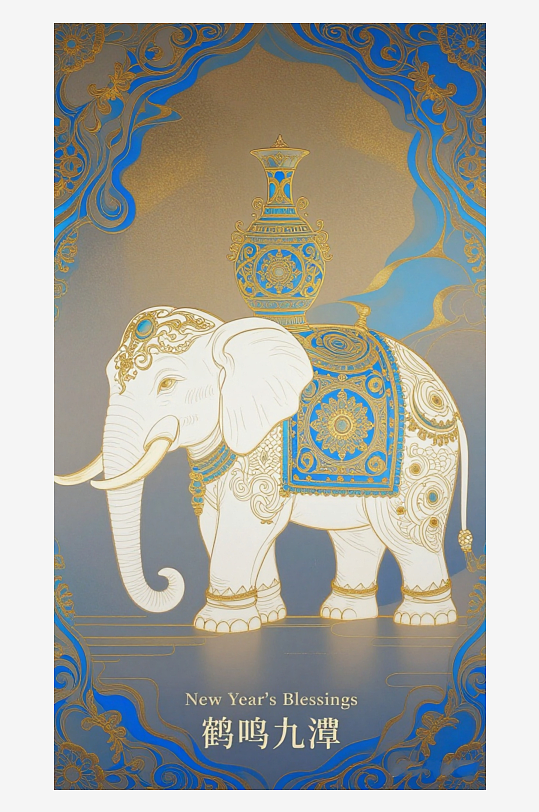 祥瑞国风白象大象敦煌背景-众图网