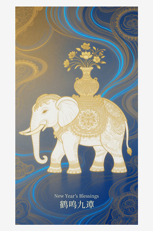 祥瑞国风白象大象敦煌背景-众图网