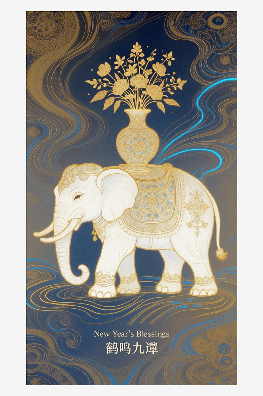 祥瑞国风白象大象敦煌背景敦煌飞天-众图网