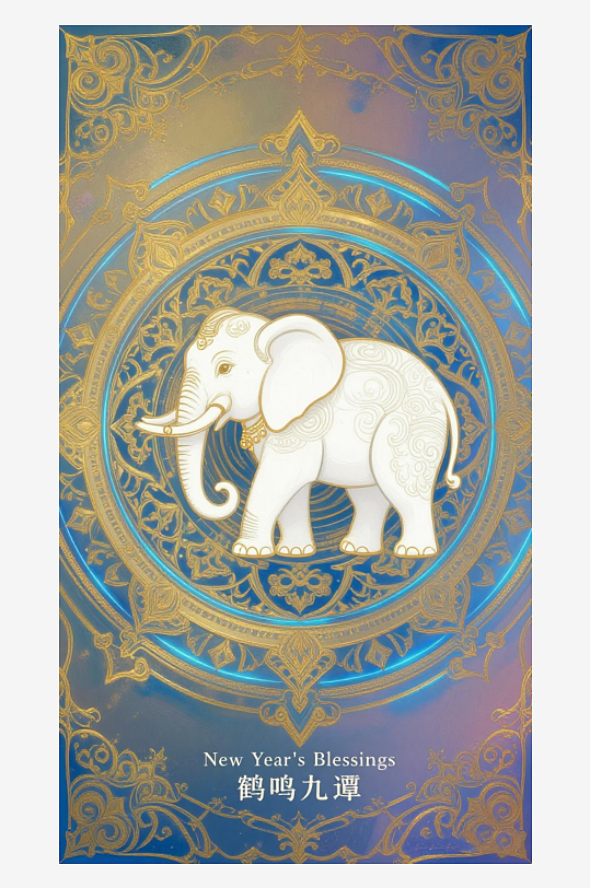 祥瑞国风白象大象敦煌背景敦煌飞天-众图网