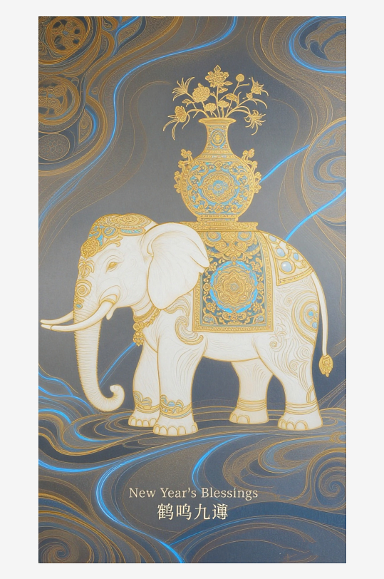 祥瑞国风白象大象敦煌背景敦煌飞天-众图网