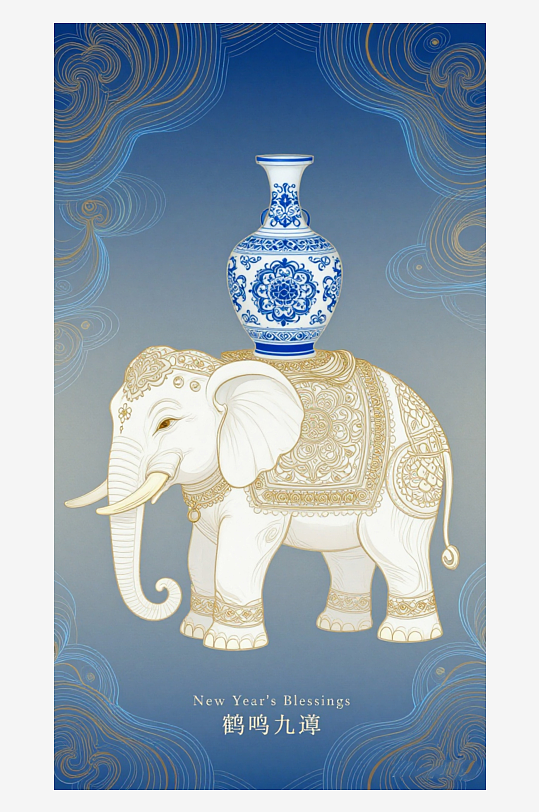 祥瑞国风白象大象敦煌背景敦煌飞天-众图网