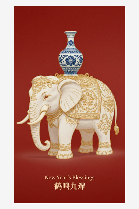 祥瑞国风白象大象敦煌背景敦煌飞天-众图网