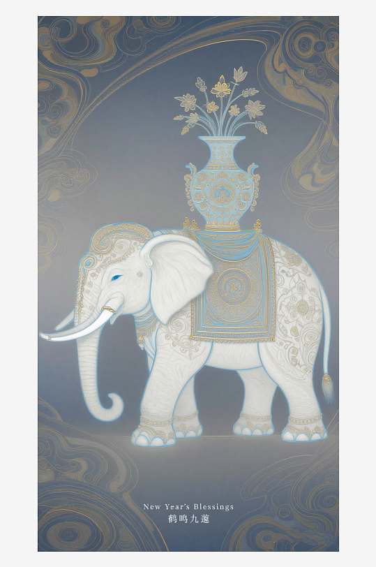 祥瑞国风白象大象敦煌背景敦煌飞天-众图网