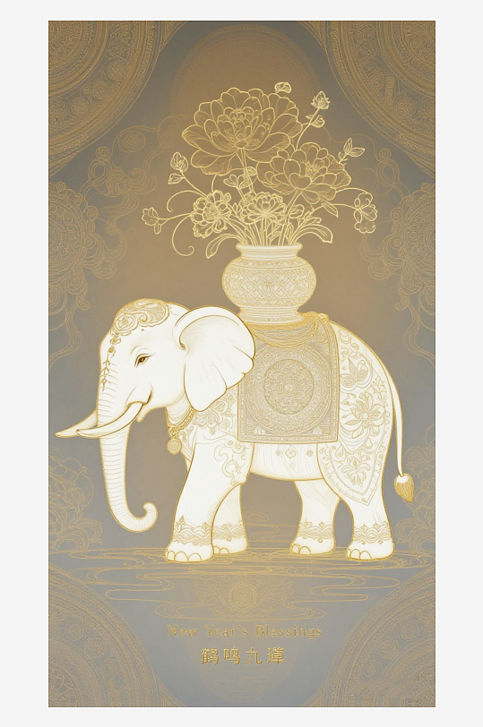 祥瑞国风白象大象敦煌背景-众图网