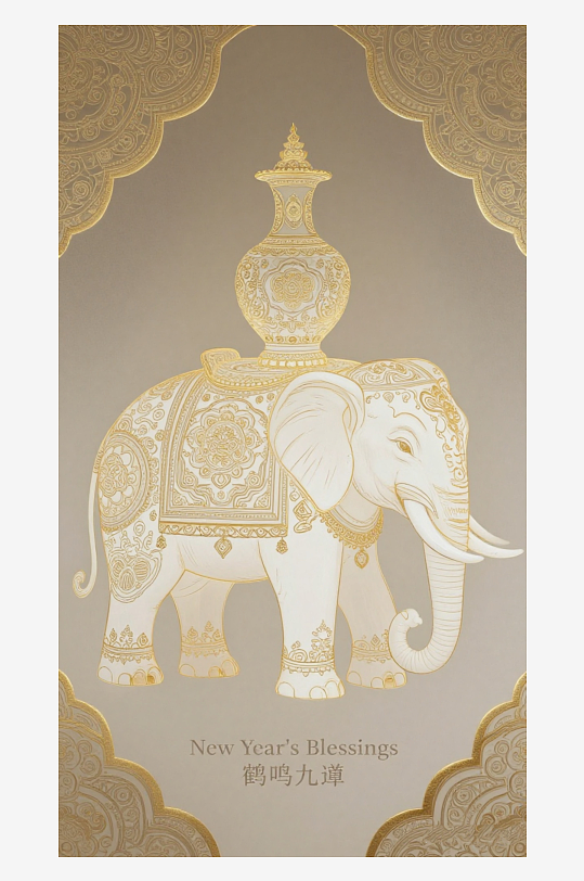 祥瑞国风白象大象敦煌背景-众图网