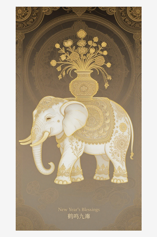 祥瑞国风白象大象敦煌背景-众图网