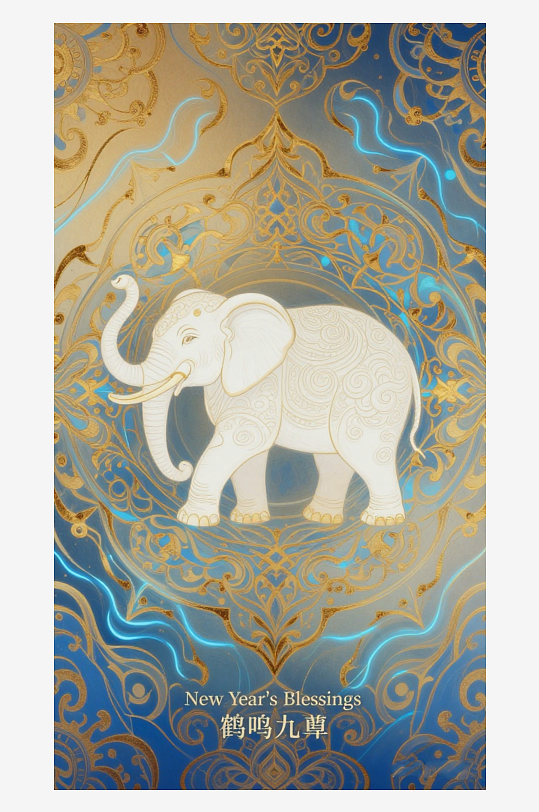 祥瑞国风白象大象敦煌背景-众图网