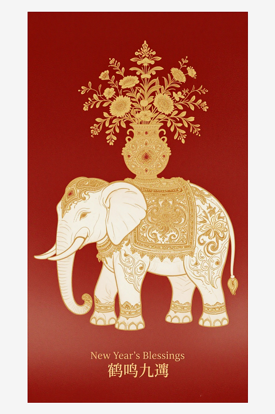 祥瑞国风白象大象敦煌背景-众图网