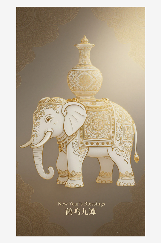 祥瑞国风白象大象敦煌背景敦煌飞天-众图网