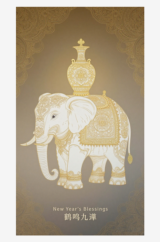 祥瑞国风白象大象敦煌背景敦煌飞天-众图网