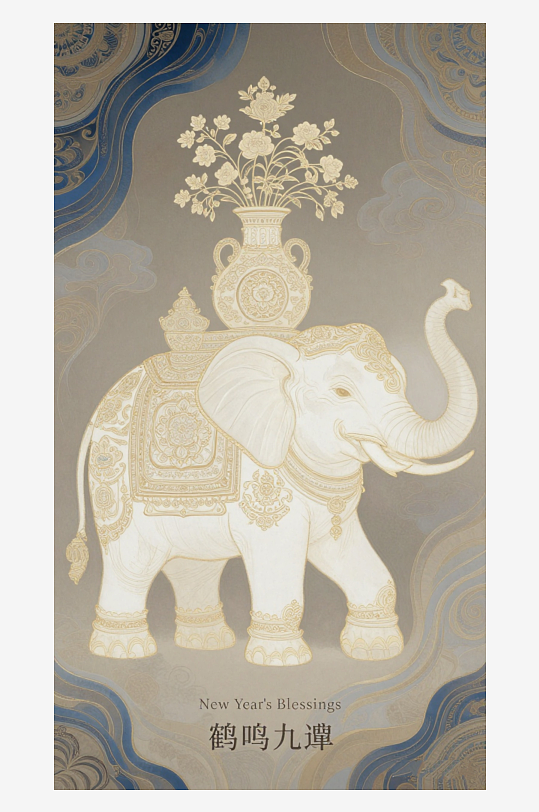 祥瑞国风白象大象敦煌背景敦煌飞天-众图网