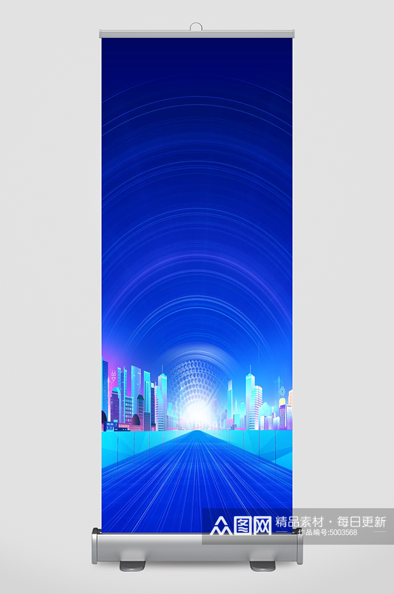 蓝色背景素材科技通道展架背景图素材