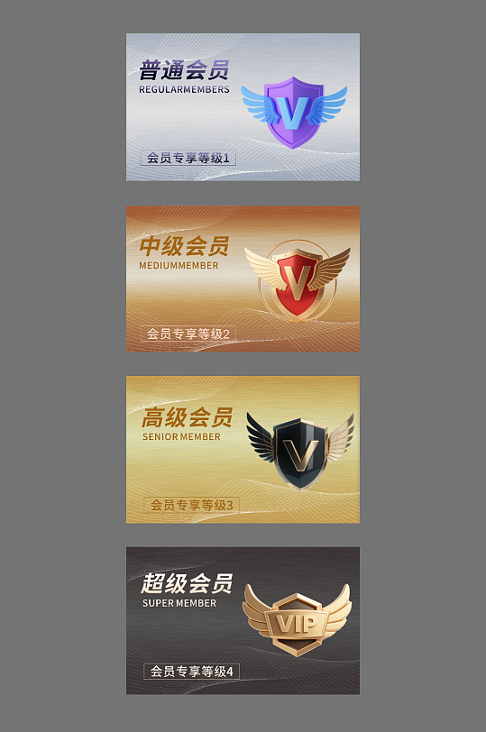 會員VIP會員卡等級系列電商UI元素