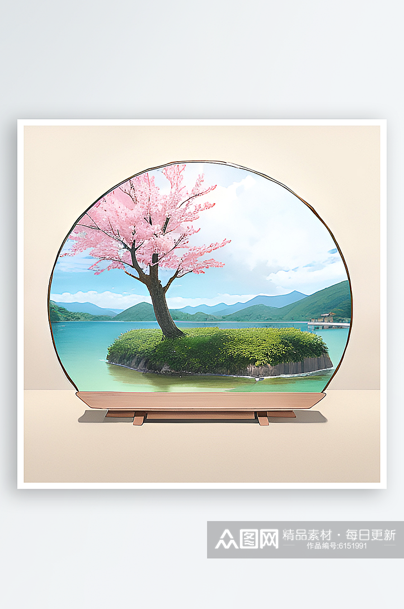 写实桃树平原樱花风景素材素材