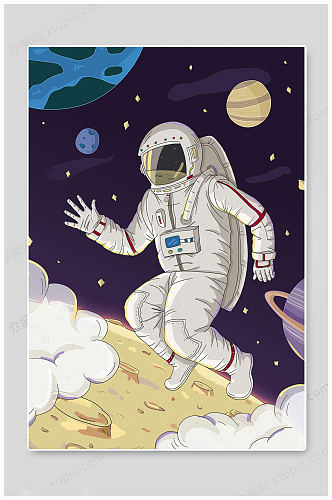 宇航员人类月球日海报