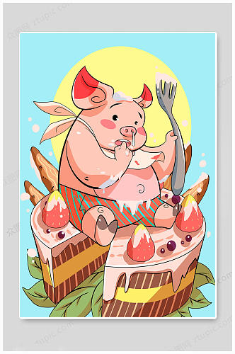 猪十二生肖拟人海报