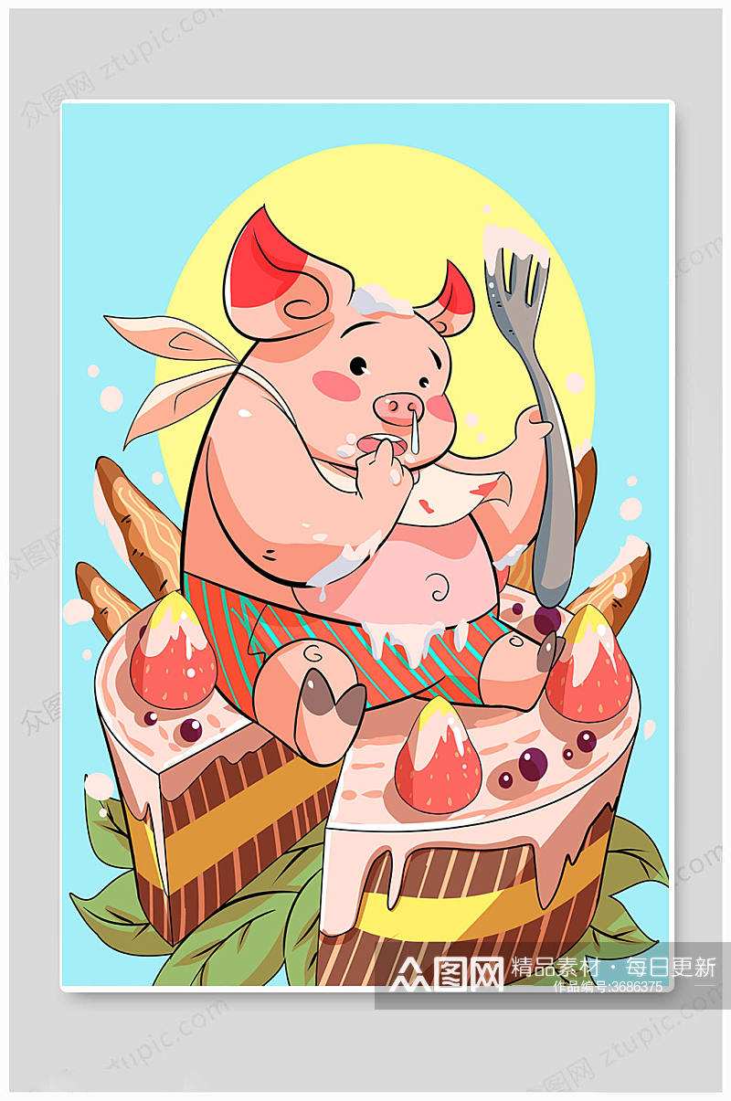 猪十二生肖拟人海报素材