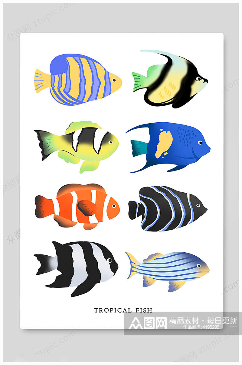时尚大气卡通海洋生物动物海底世界插画海报素材