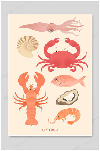 大气卡通海洋生物动物海底世界插画海报