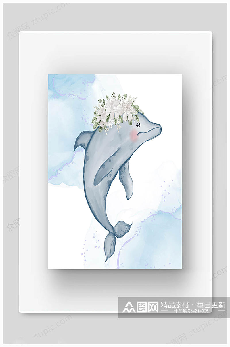 海豚可爱海洋动物插图素材
